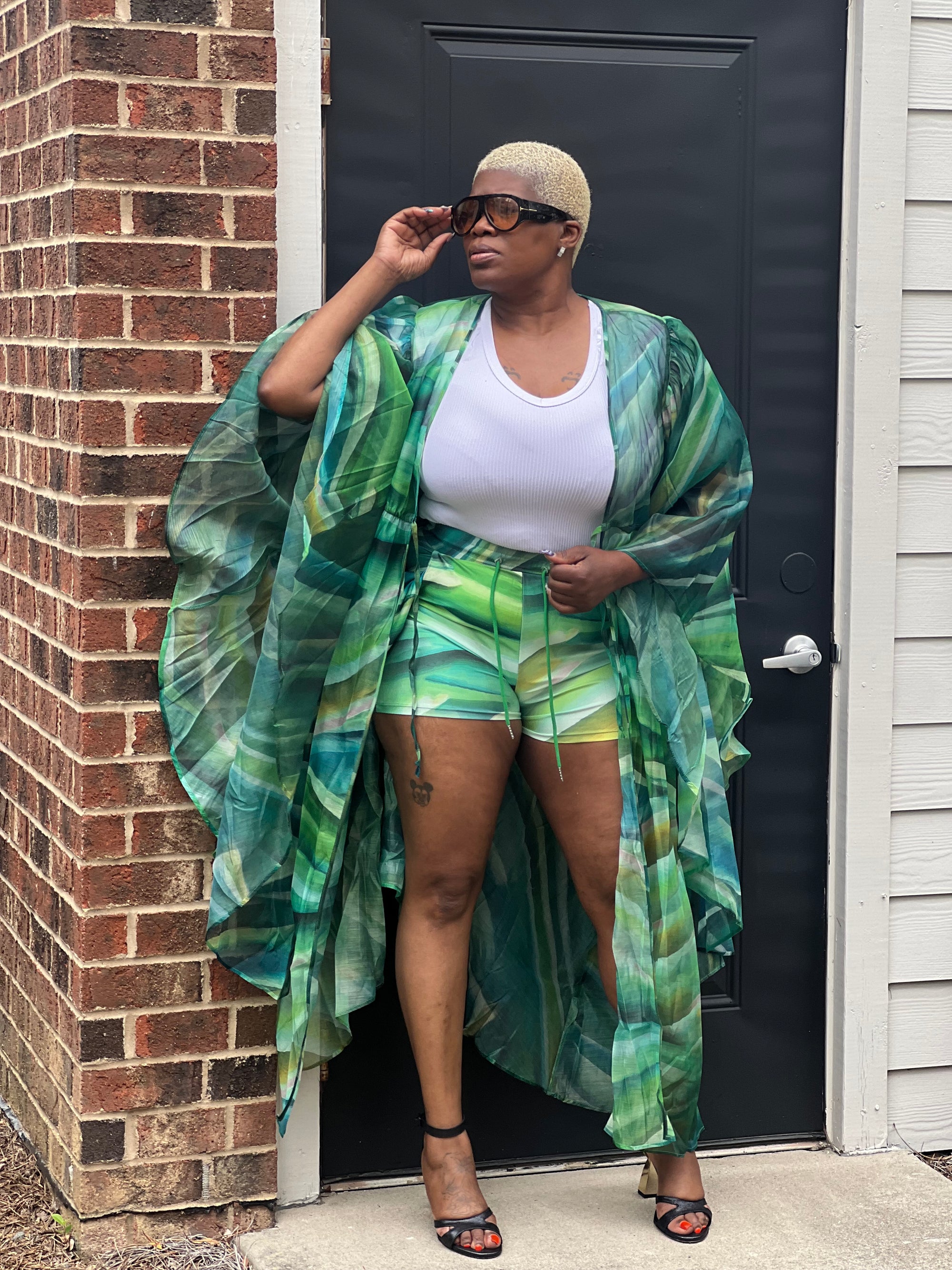 Printed Kimono 2pc Short set