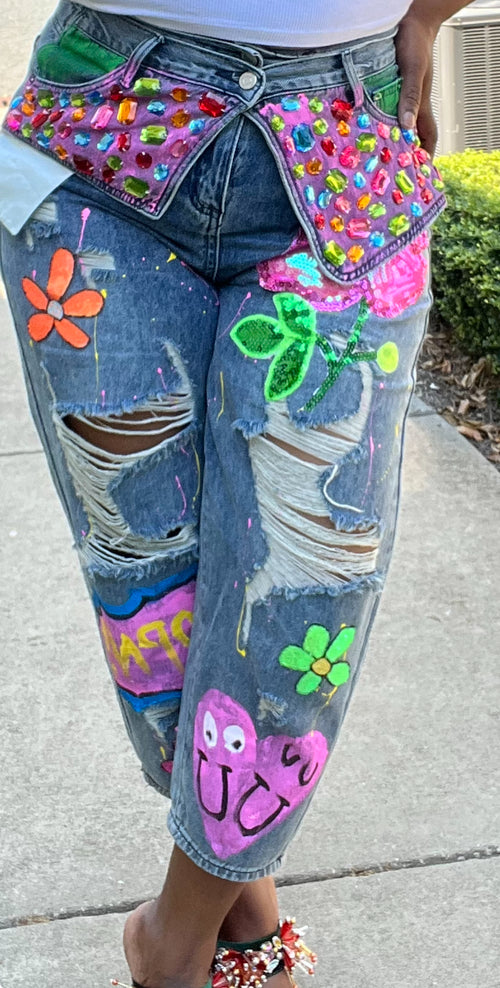 Denim Embroidered Jeans