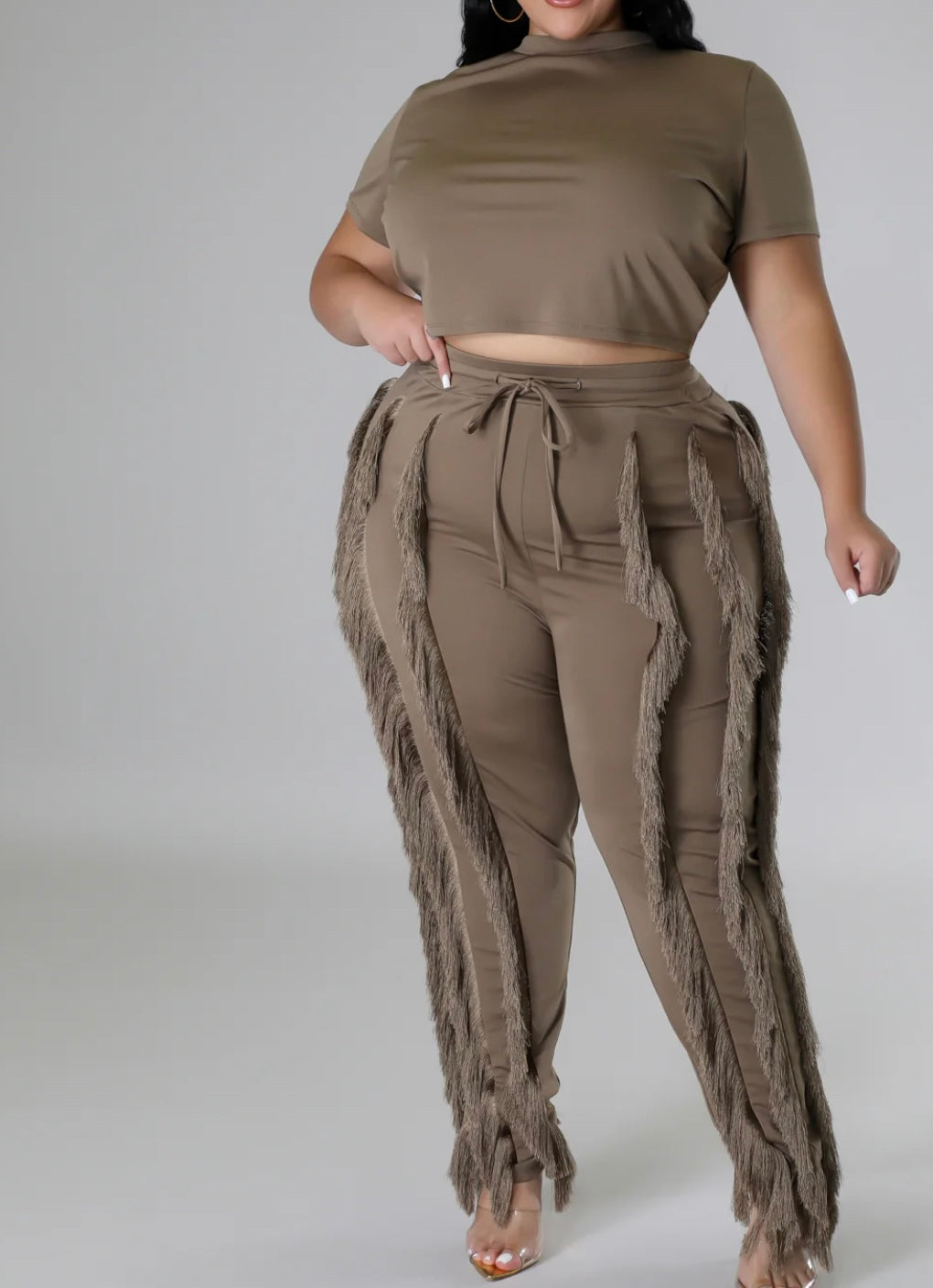 Olive Fringes Pant Set