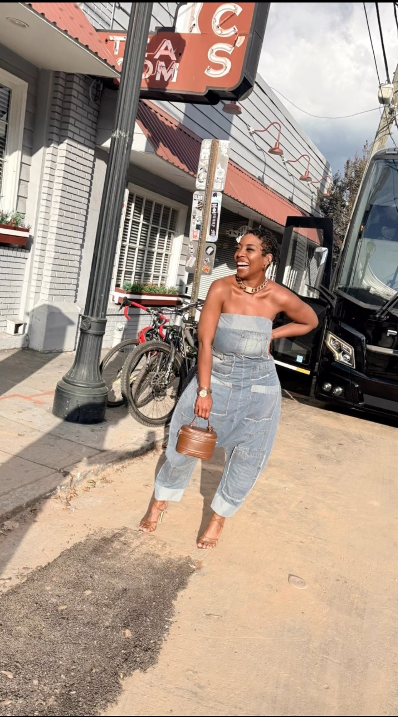 Denim Tube Jumpsuit