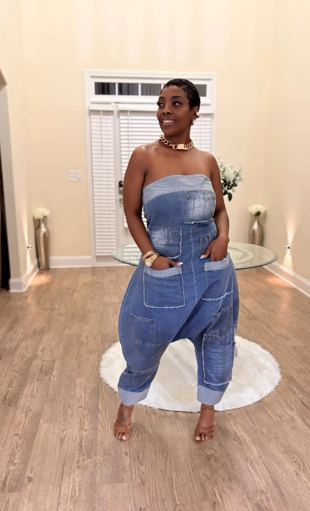 Denim Tube Jumpsuit