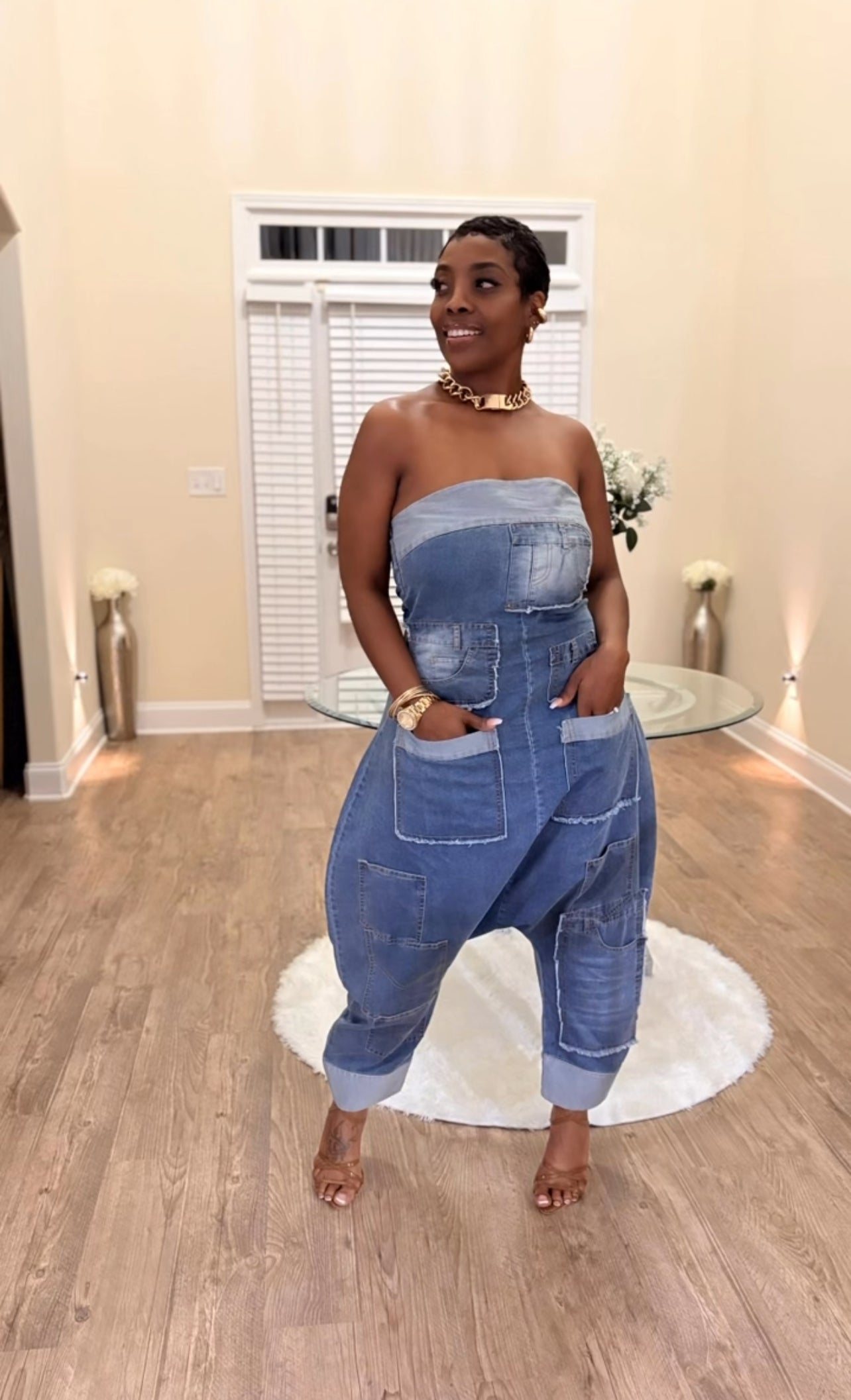 Denim Tube Jumpsuit